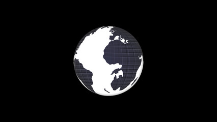 Flat design spinning Earth isolated on black. Animation of planet Earth. Flat design	