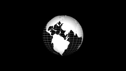 Flat design spinning Earth isolated on black. Animation of planet Earth. Flat design	