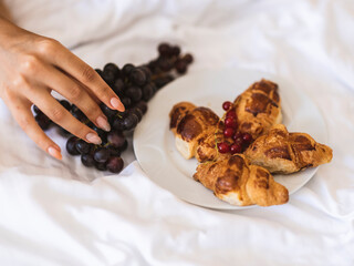 delicious and healthy breakfast in bed