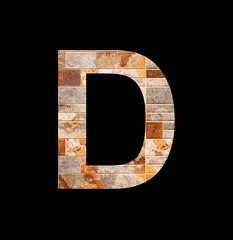 Alphabet letter D - Rustic tile background