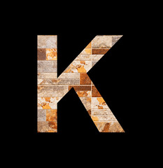 Alphabet letter K - Rustic tile background