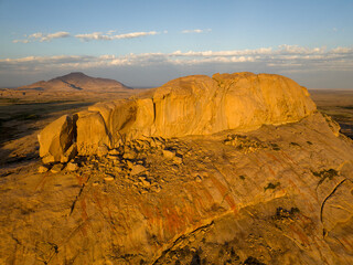 Alien landscapes and magnificent view of Bektau Ata mountain range. This is a meeting place of two...