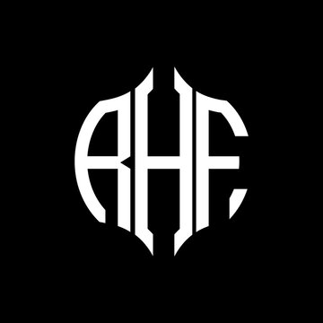 RHF letter logo. RHF best black background vector image. RHF Monogram logo design for entrepreneur and business.
