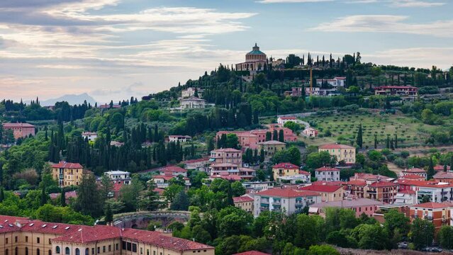 Day Time Lapse of Santuario della Madonna di Lourdes, Verona, Veneto, Italy