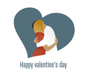 Embracing couple in love. Warm embrace. Hugs of man and woman. Happy Valentine's day illustration
