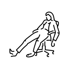 Businesswoman tired color line icon. Female entrepreneur.