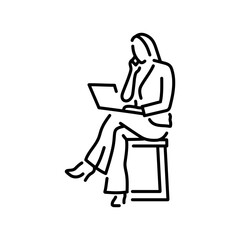 Businesswoman work color line icon. Female entrepreneur.