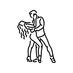 Couple dancing bachata color line icon. Pictogram for web page