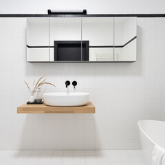 Spacious and minimalist bathroom