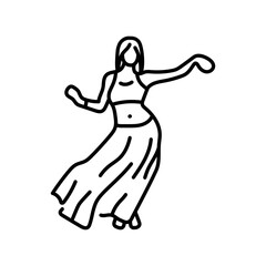 Woman strip dance color line icon.   Contemporary dance.