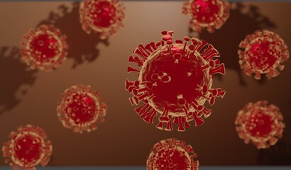 Virus close up. Coronavirus COVID-19 3D illustration.