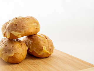 Bun with cheese. Fresh buns stuffed with cheese.