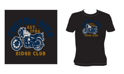 Custom bike Rider Club, Est.1986, Vintage Brocken Vector Art, T Shirt Design, bike t Shirt Design, 