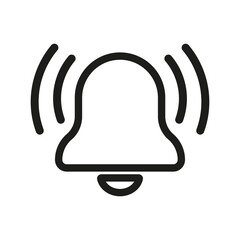 Ringing bell line icon. Reminder, notification, ring, doorbell, jingle, ringtone, message, call, alarm clock. Sound concept. Vector line icon for Business and Advertising - obrazy, fototapety, plakaty