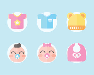 six baby shower icons