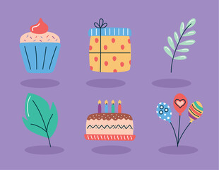 six brithday party icons