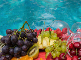 fresh fruits by the pool