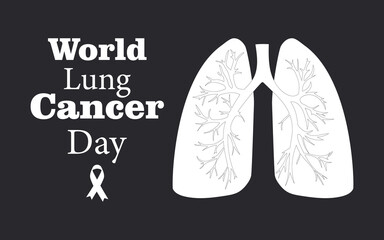 World Lung Cancer Day. August 1. Horizontal dark banner. Vector.