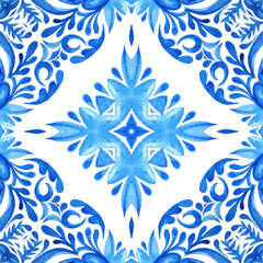 Abstract seamless ornamental watercolor paint pattern ceramic tile design