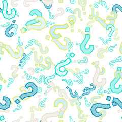 Quiz seamless pattern. Question marks, doubt, faq
