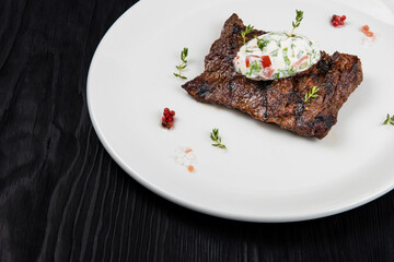 Grilled juicy marinated beef flank steak