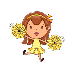 Cheerleader girl, cheering up, happy cute child