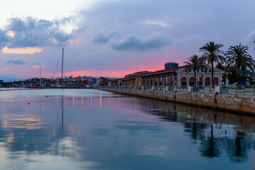 Tarragona port at sunset, Catalonia, Spain