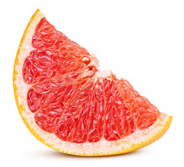 Slice of grapefruit citrus fruit isolated on white background with clipping path.