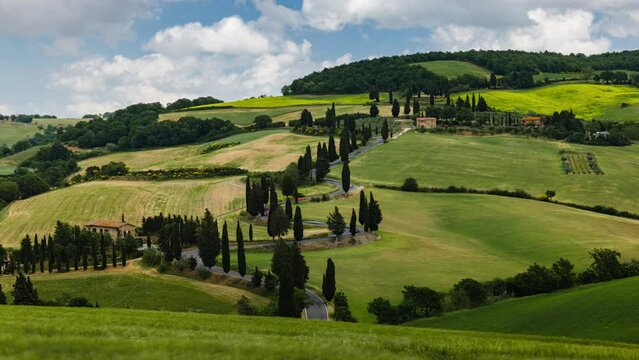 Day Time Lapse of tuscany rural countryside, Tuscany, Italy
