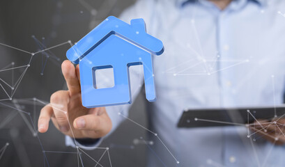 home choice Big data and artificial intelligence concept. Machine learning and cyber mind domination