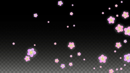 Vector Realistic Pink Flowers Falling on Transparent Background.  Spring Romantic Flowers Illustration. Flying Petals. Sakura Spa Design. Blossom Confetti. Design Elements for Wedding Decoration.