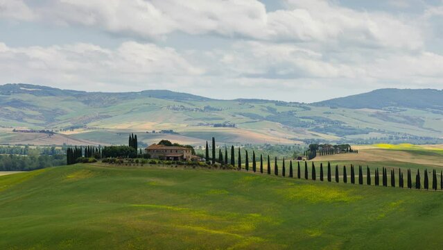 Day Time Lapse of tuscany rural countryside, Tuscany, Italy