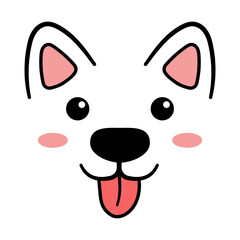 Cute little dog face. Puppy with tongue. Adorable dog head