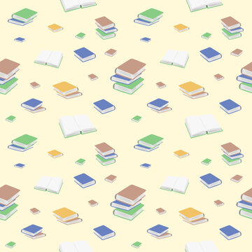 Seamless pattern of books on a white background. Education allpaper print template vector texture. Vector illustration . Abstract design for wallpaper print, covers, textile, fabric prints
