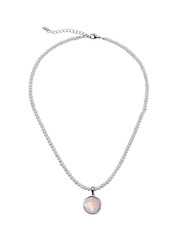 Luxury elegant silver baroque pearl necklace with pendant isolated on white background