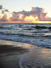 Picturesque landscape beach. Blue sea waves
