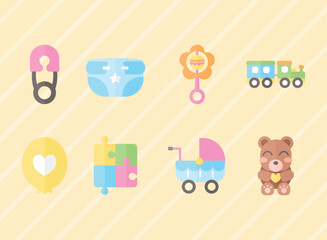 eight baby shower icons