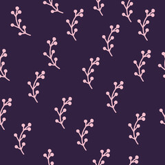 botanical seamless pattern on dark green background eps