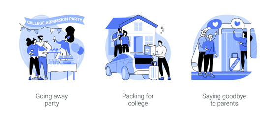 Leaving to campus isolated cartoon vector illustrations se