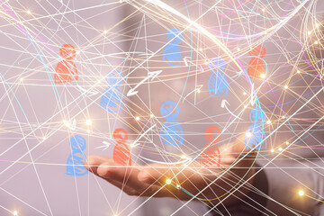 Global network. Blockchain. 3D illustration. Neural networks and artificial intelligence. Abstract