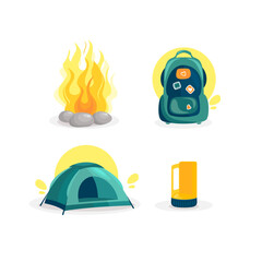 Camping icons set