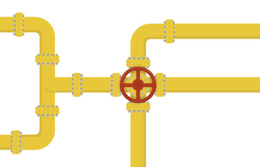 Industrial background with pipeline. Oil, water or gas pipeline with fittings and valves.Vector illustration.
