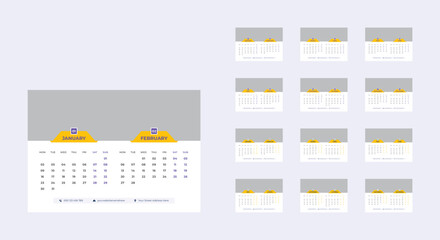 Desk Calendar 2023 Or  Monthly & Weekly Schedule New Year Calendar 2023 Design Template.