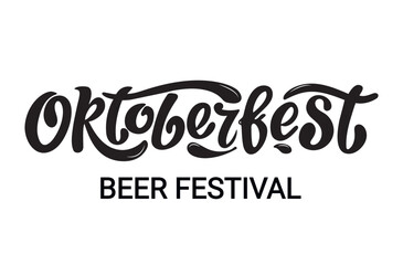 Oktoberfest Beer Festival logo handwritten lettering vector design, black letters on the white background. Design template event celebration.  Title for greeting cards and posters. Bavarian banner.