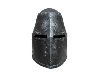 Medieval knight helmet isolated on white background with clipping path