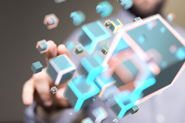 Digital technology background. Network connection dots and lines.