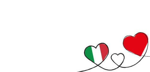 Drei verbundene Herzen mit der Flagge von Italien