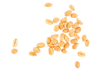 Heap of peeled and salted peanuts isolated on a white background, top view. Roasted peanuts.