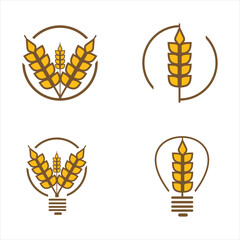 Set agriculture wheat vector icon design. Creative Wheat Designs. Wheat symbol drawn in minimalism style vector illustration