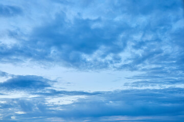 Blue dawn sky with clouds